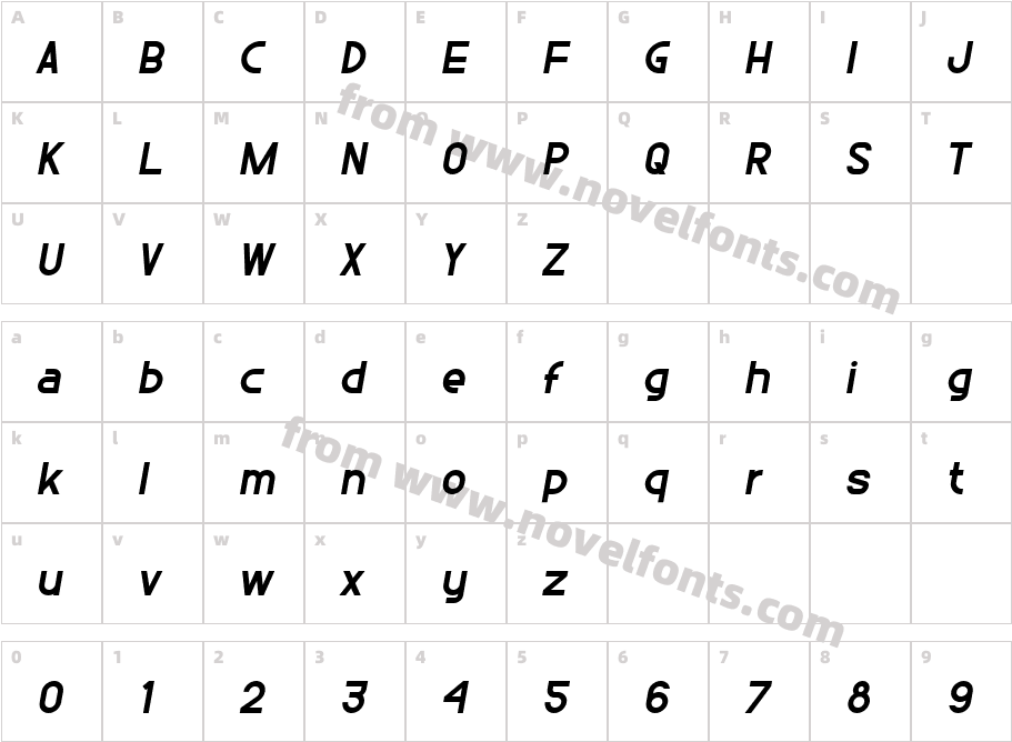 Fondserie ItalicCharacter Map