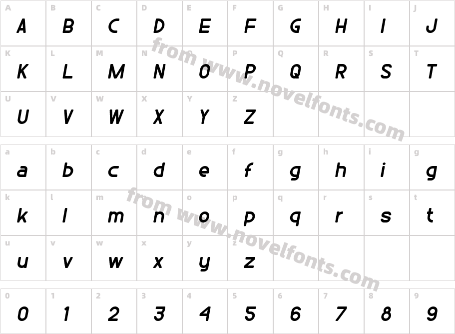 Fondserie Round ItalicCharacter Map