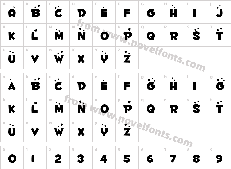 Fontdinerdotcom LuvableCharacter Map