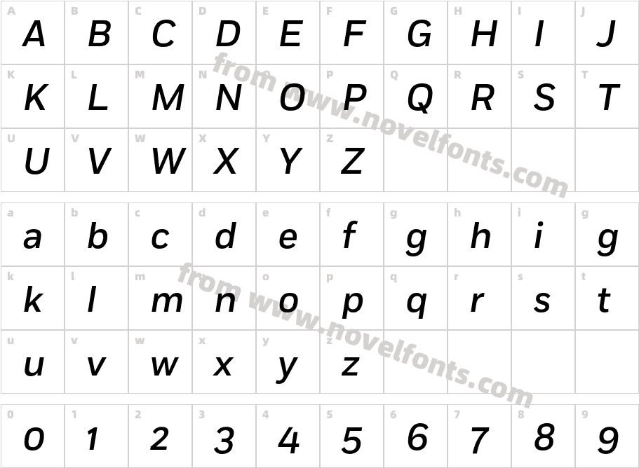Fort Medium ItalicCharacter Map