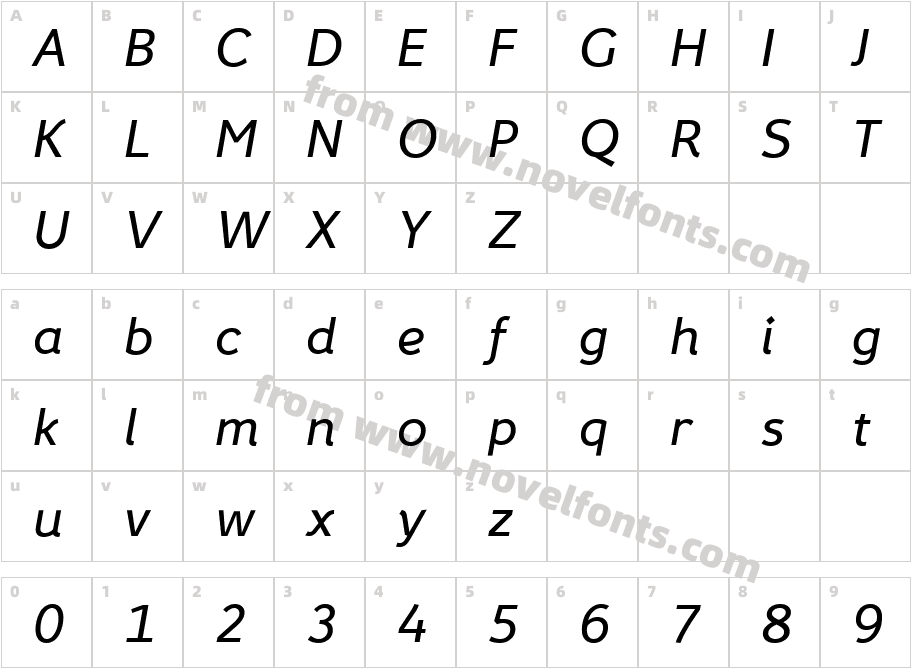 Fox Sans Pro ItalicCharacter Map