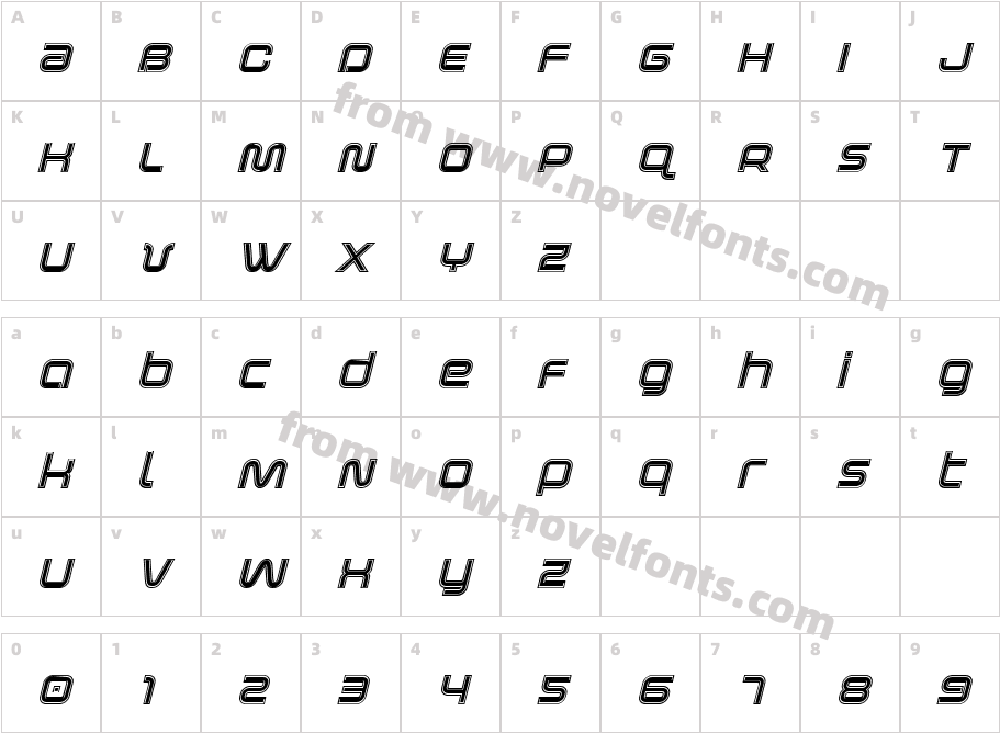 Fox on the Go Academy ItalicCharacter Map