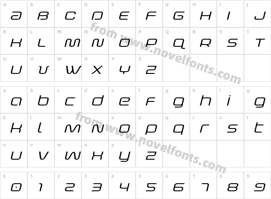 Fox on the Go Expanded ItalicCharacter Map