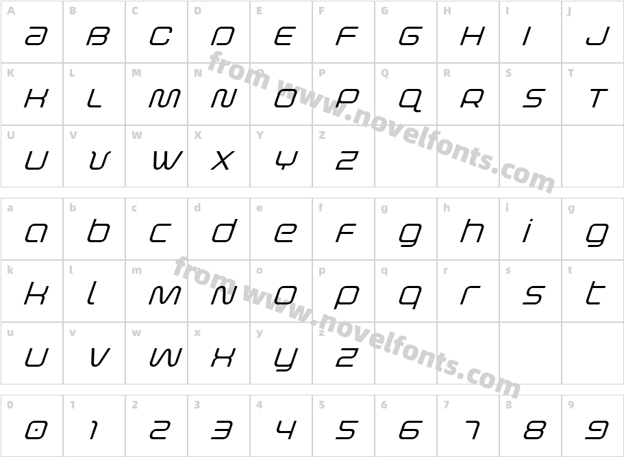 Fox on the Go Super ItalicCharacter Map