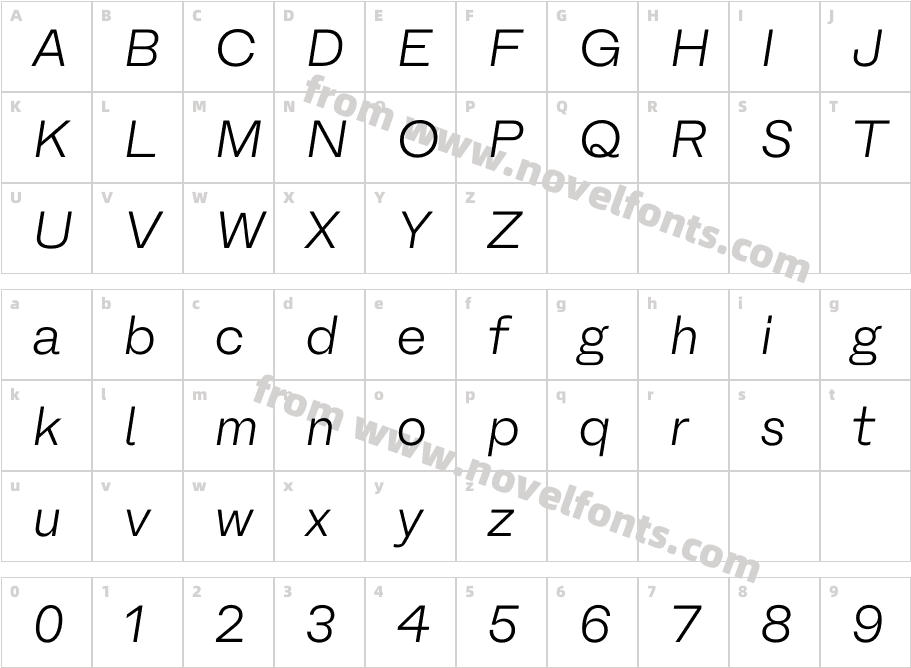 Fracktif Light ItalicCharacter Map