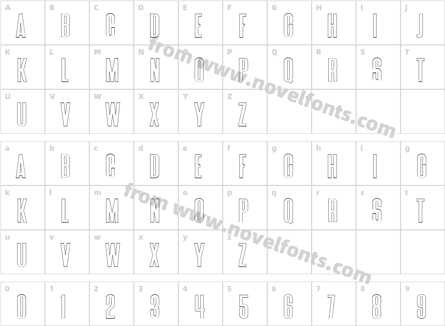 Fractis Sans OutlineCharacter Map