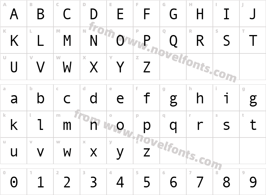 Andale MonoCharacter Map