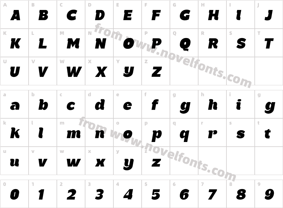Fralia ItalicCharacter Map