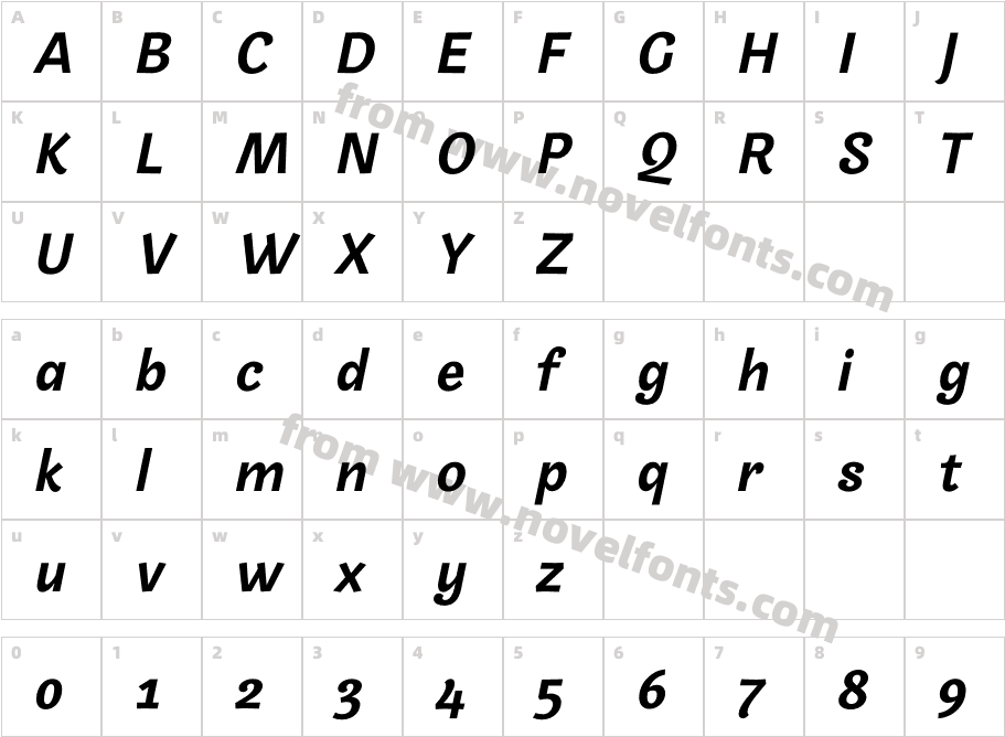 Frambuesa Extra Bold ItalicCharacter Map