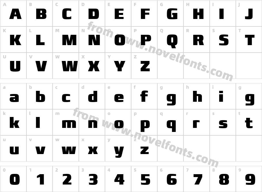 Francker W01 Condensed X BlackCharacter Map