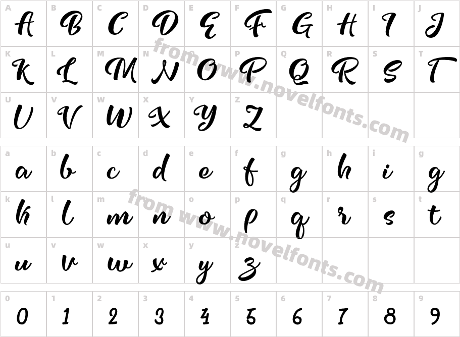 Fredly BoldCharacter Map