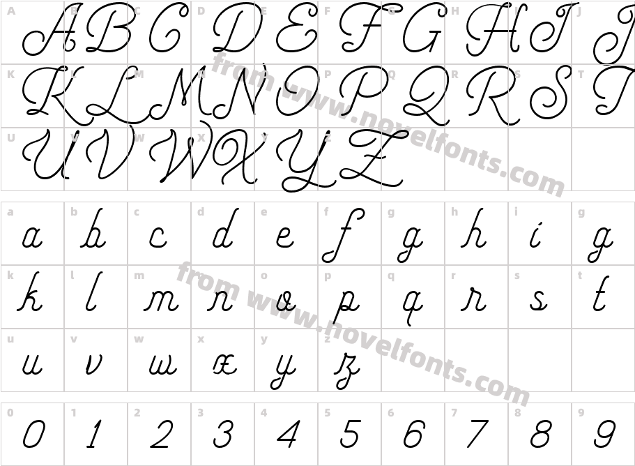 Freeday Script RegularCharacter Map