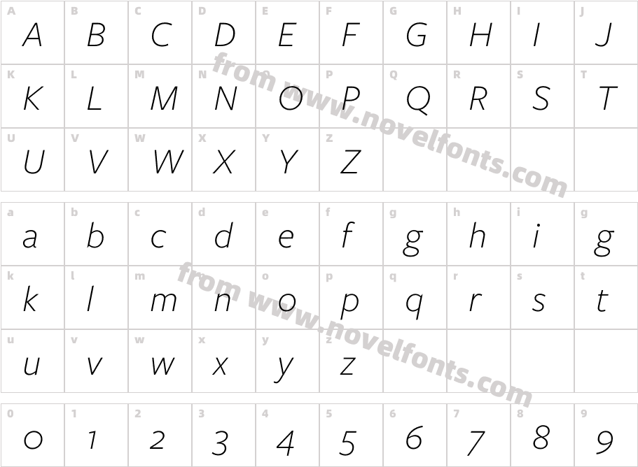 Freight Sans Pro Light ItalicCharacter Map