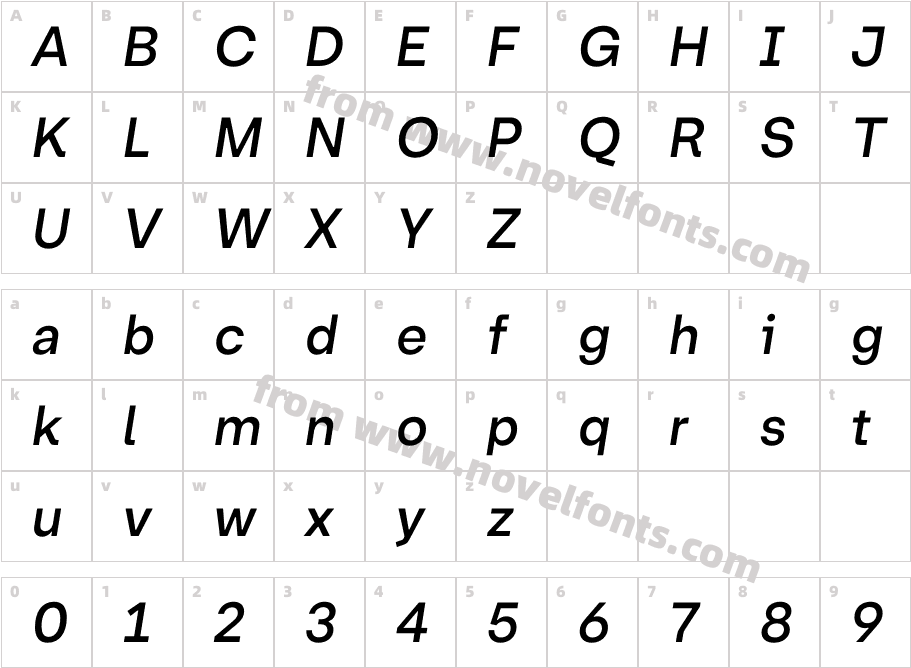 Friends Semibold ItalicCharacter Map