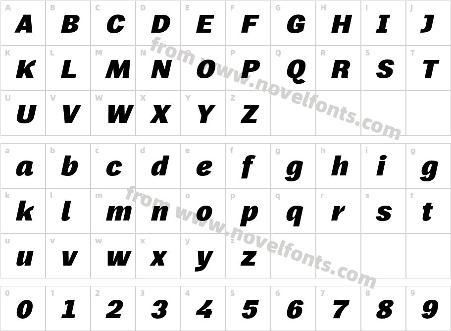 Frock Black ItalicCharacter Map