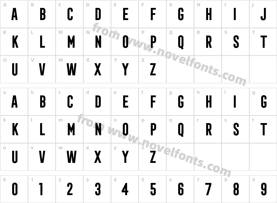 Frontage Condensed BoldCharacter Map
