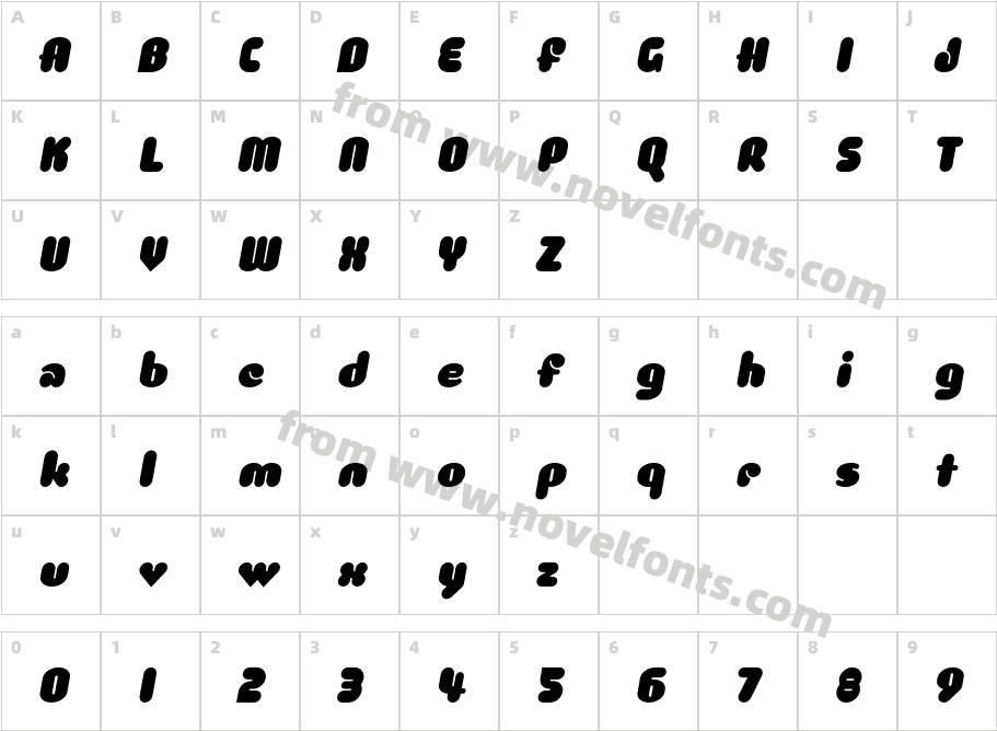 Luvbug-BoldCharacter Map