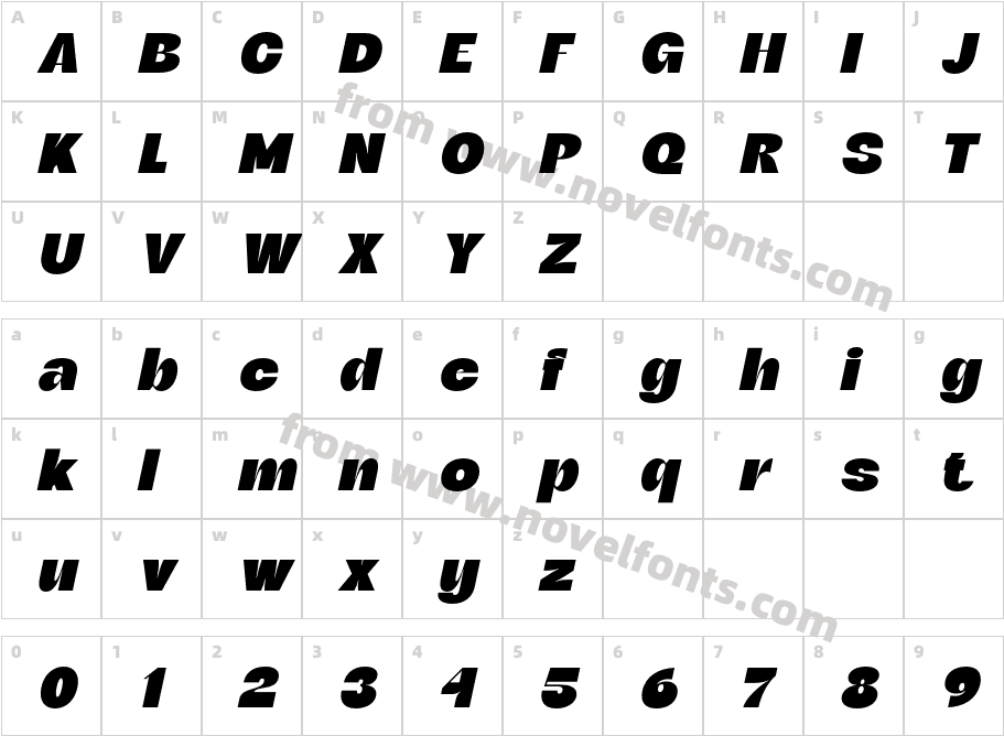 Fulcher ItalicCharacter Map