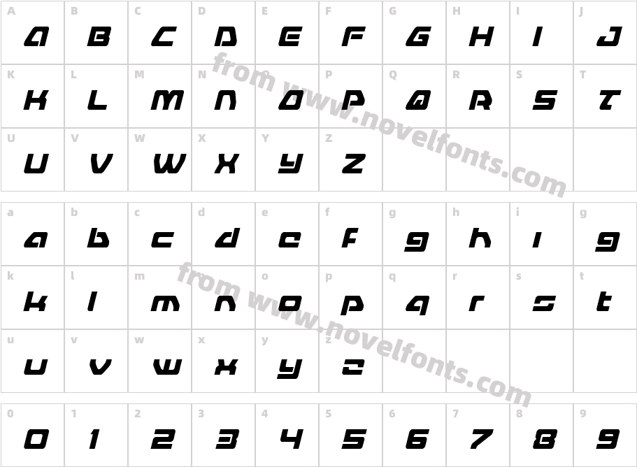 Furian Condensed ItalicCharacter Map