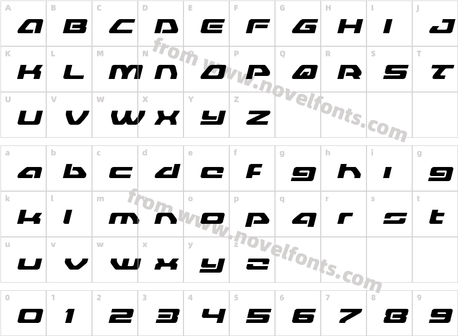 Furian Expanded ItalicCharacter Map