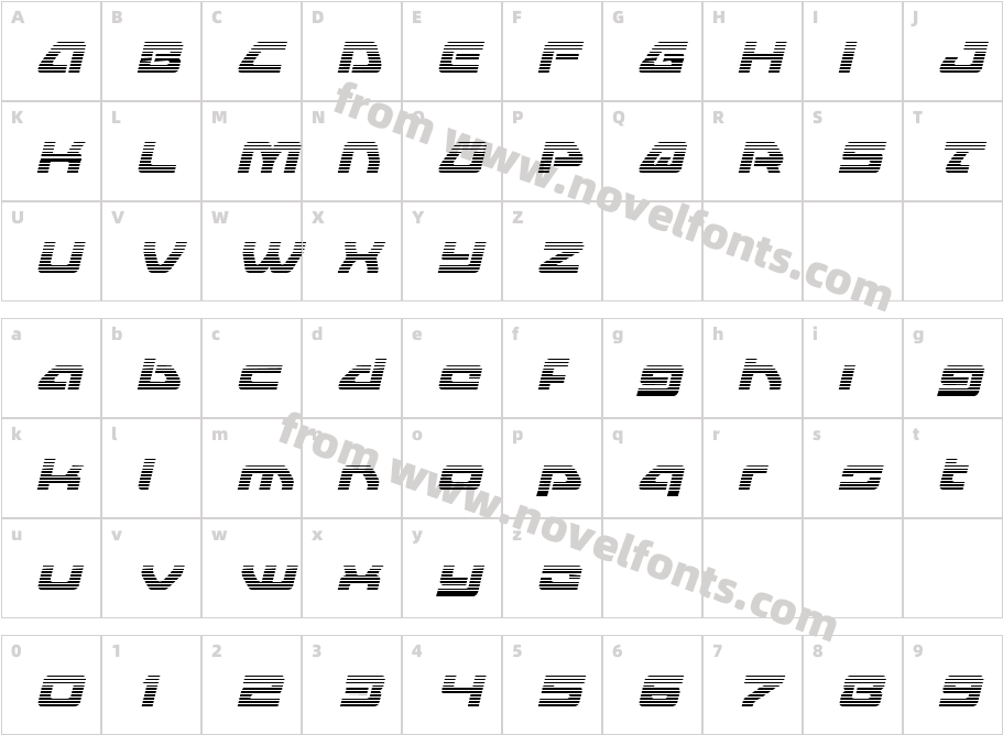 Furian Gradient ItalicCharacter Map