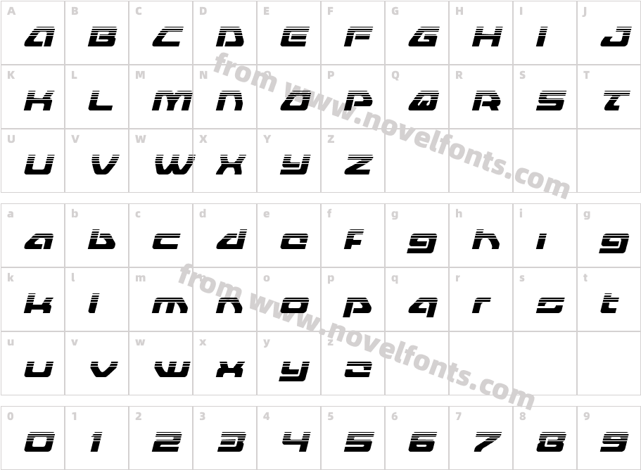 Furian Halftone ItalicCharacter Map