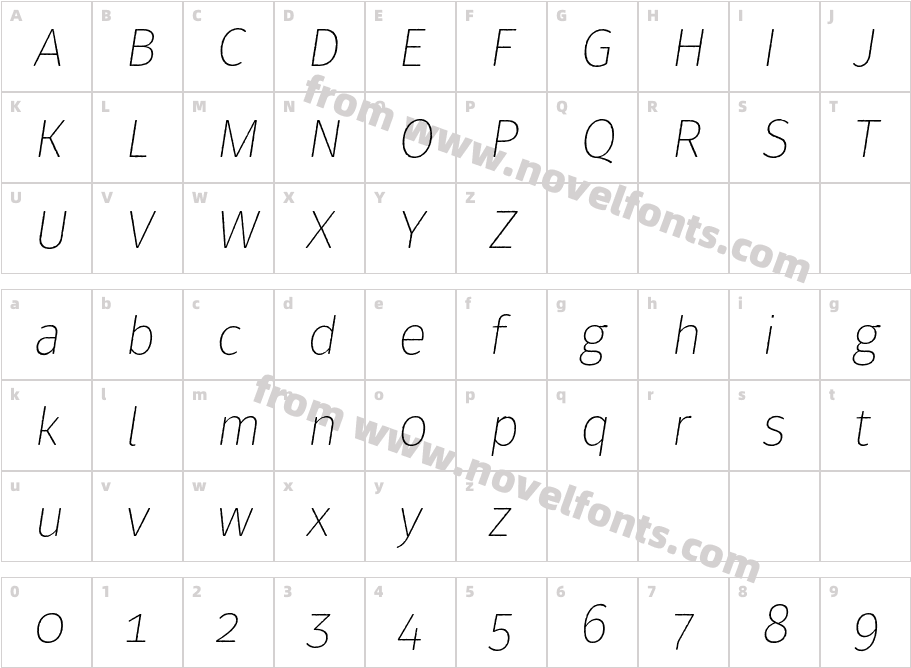 Fuse V.2 Printed Alt Ultra Light ItalicCharacter Map