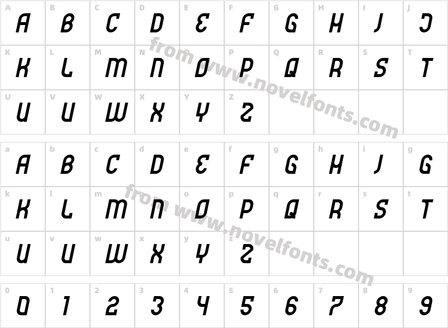 Futrons ItalicCharacter Map
