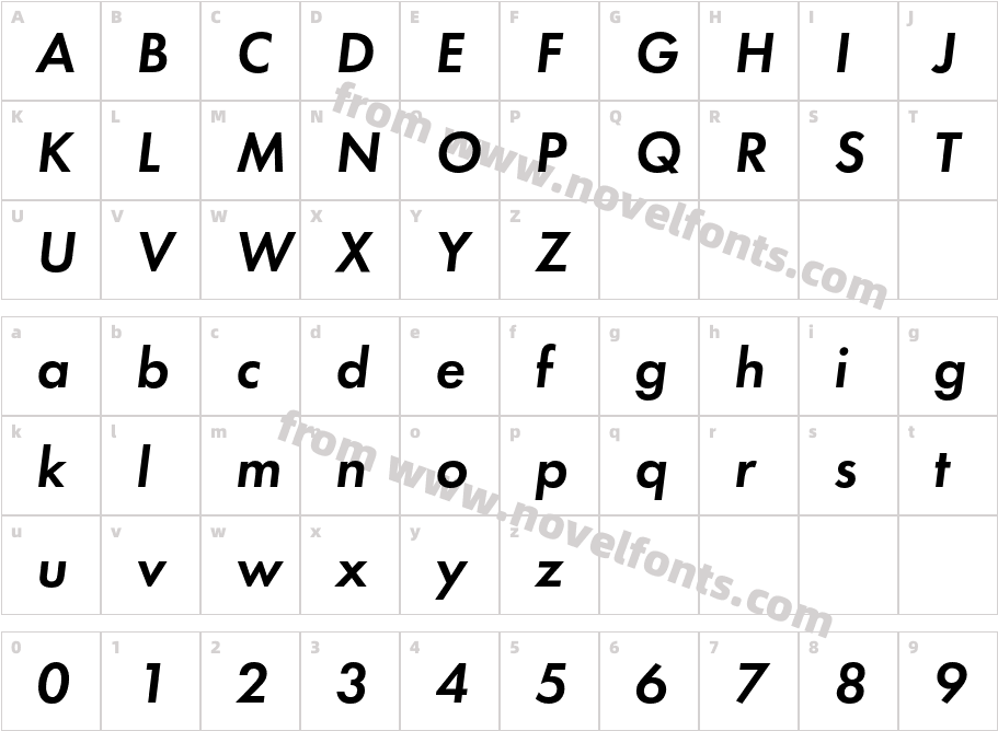 Futura PT Demi ObliqueCharacter Map