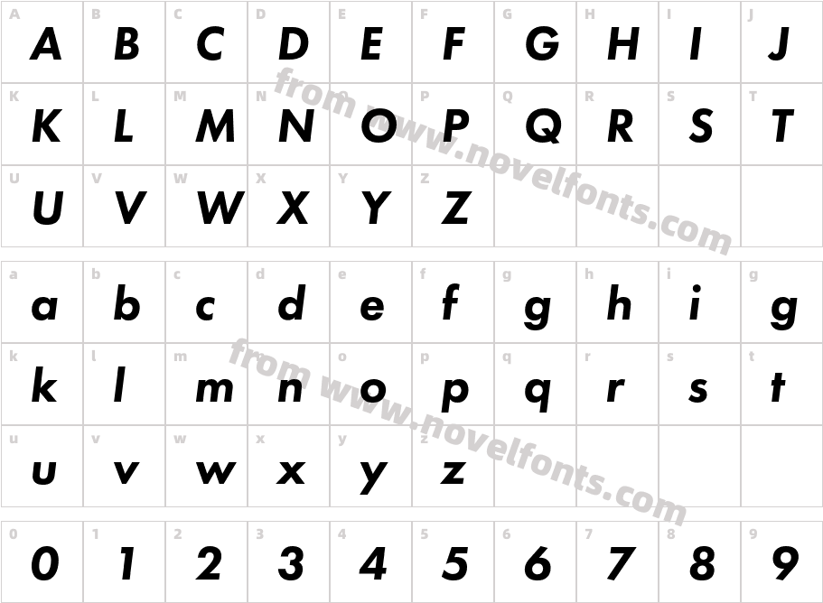 Futura PT Heavy ObliqueCharacter Map