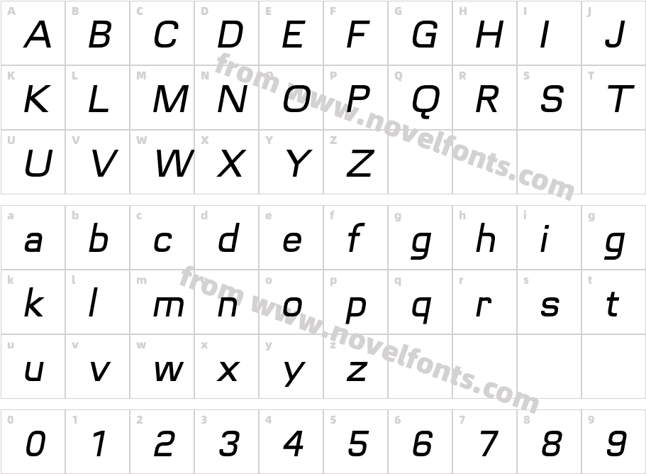 Futurette Demi Bold ObliqueCharacter Map