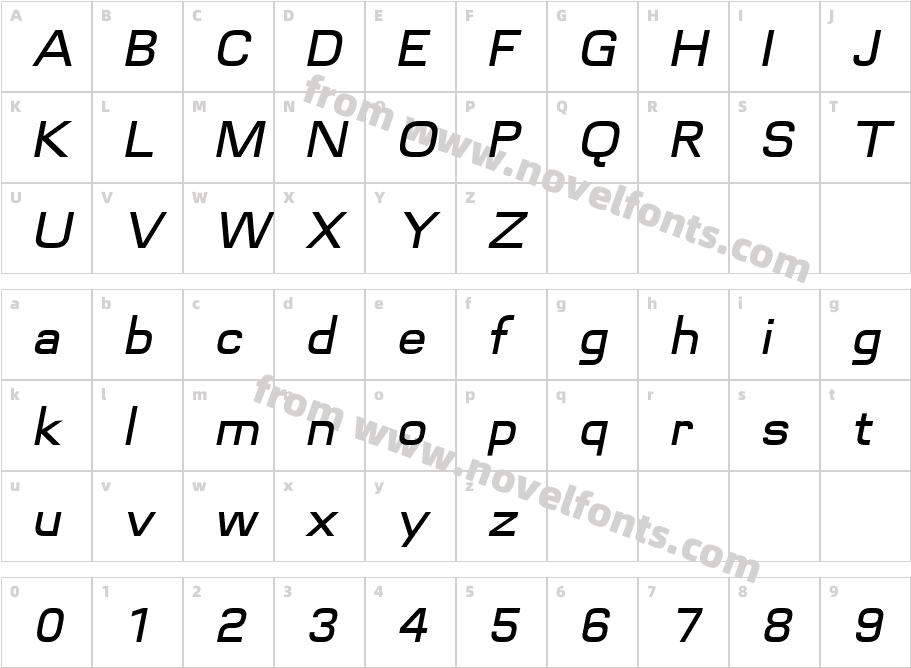 Futurette Demi Bold ObliqueCharacter Map