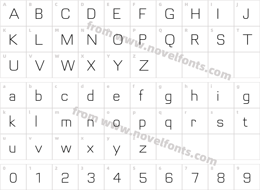 Futurette Extra LightCharacter Map