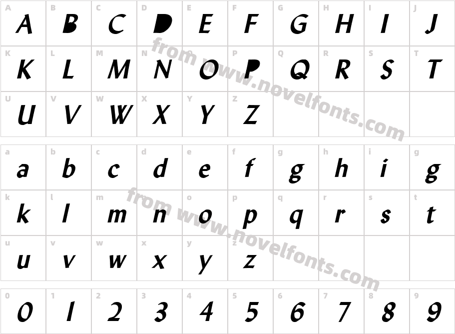 Lynda Bold ItalicCharacter Map