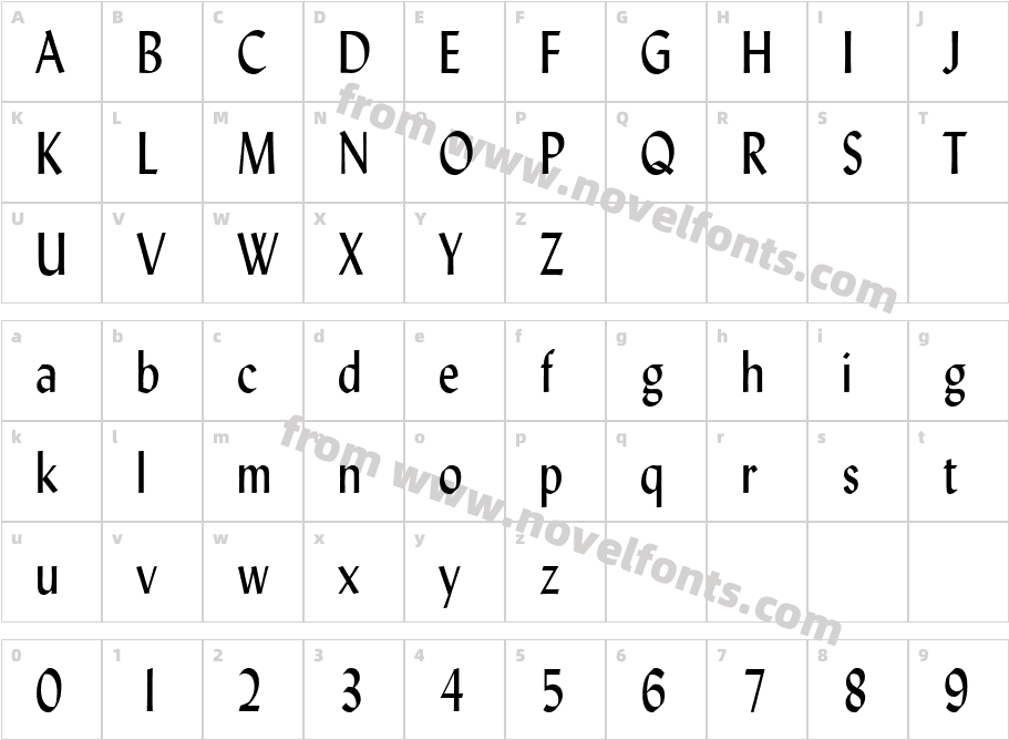 Lynda Condensed NormalCharacter Map