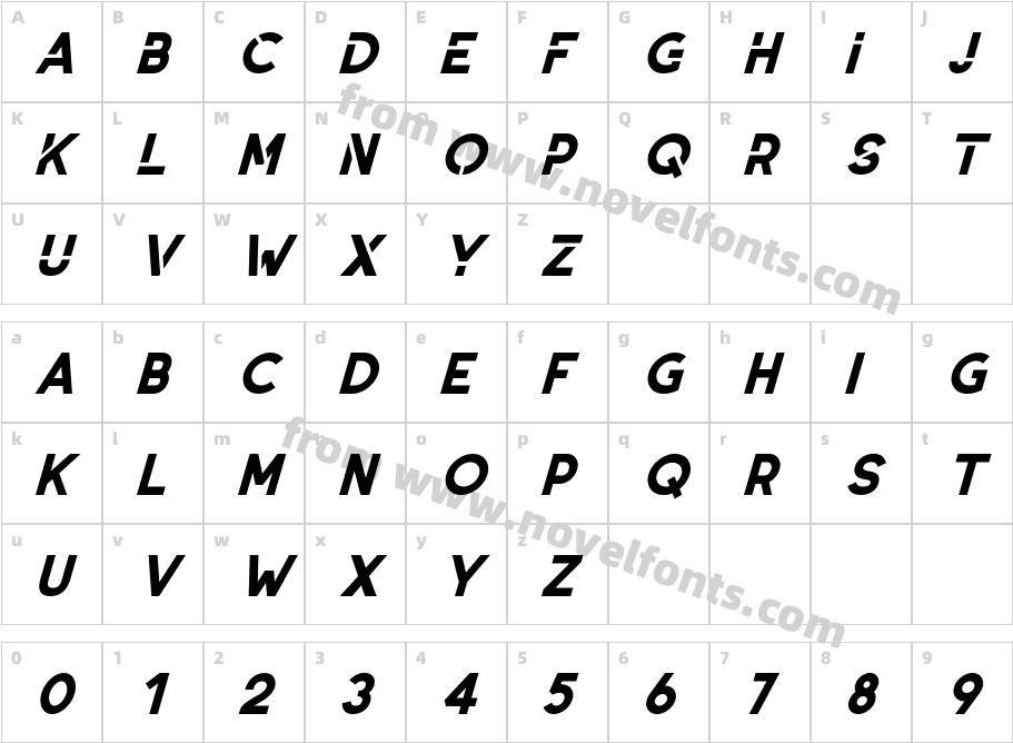 GRESIX ItalicCharacter Map