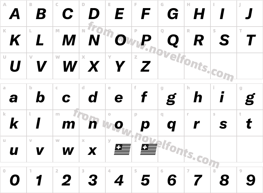 GT America Bold ItalicCharacter Map