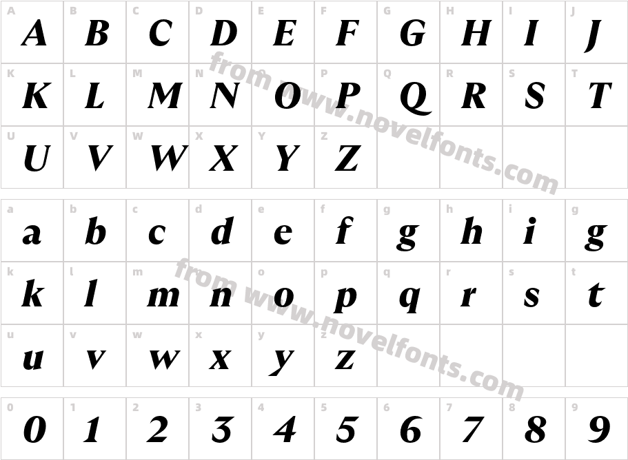 GT Ultra Fine Black ItalicCharacter Map