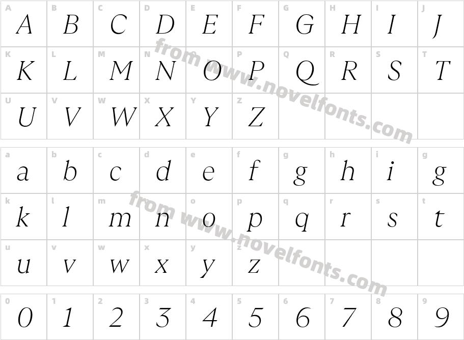 GT Ultra Fine Thin ItalicCharacter Map