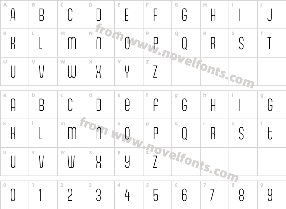 Gala Cond LtCharacter Map