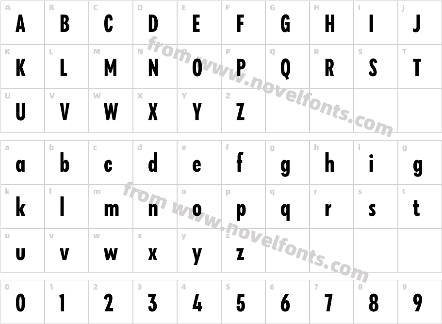 Galatea Bold CondensedCharacter Map