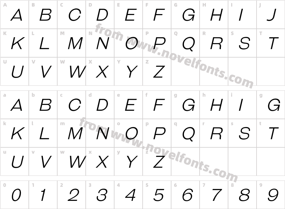 Galderglynn Titling Lt ItalicCharacter Map