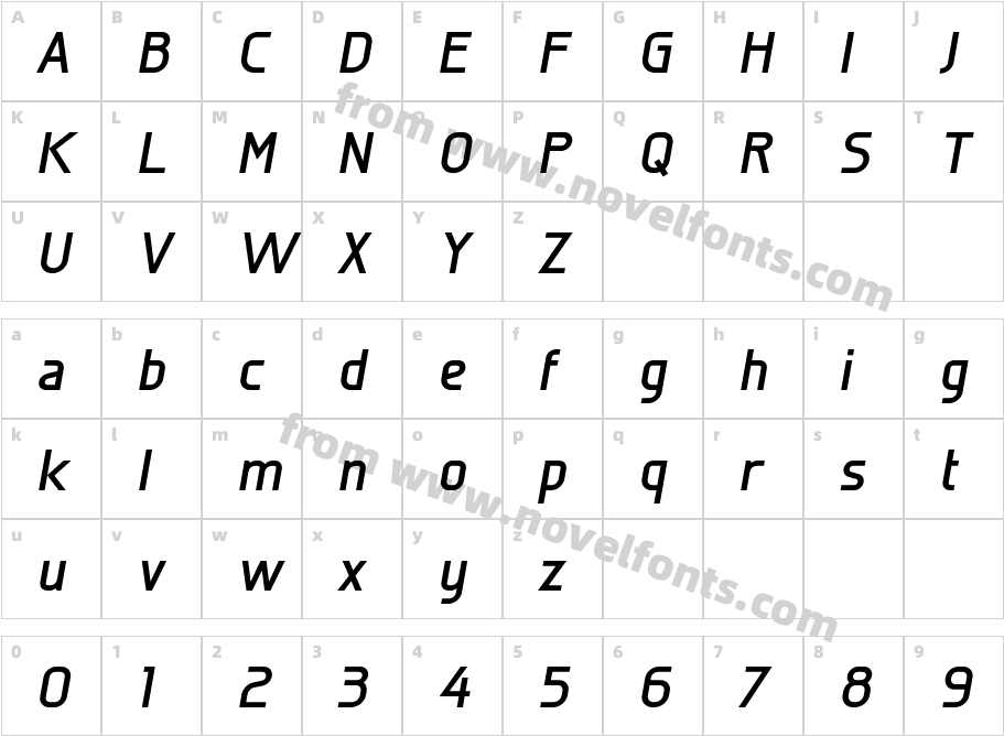 Galette Bold ObliqueCharacter Map