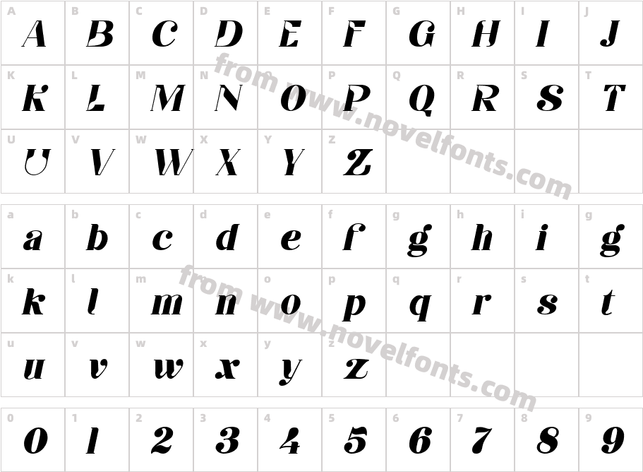 Galgani ItalicCharacter Map