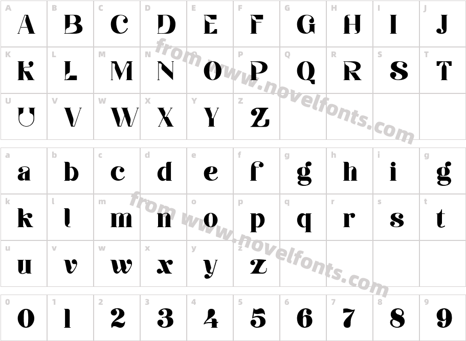 Galgani RegularCharacter Map