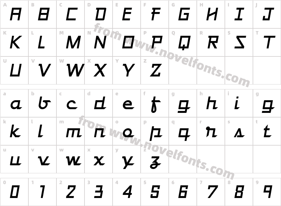 Galiver Sans ItalicCharacter Map