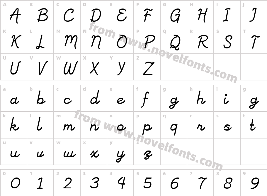 Galleco Script Demo RegularCharacter Map
