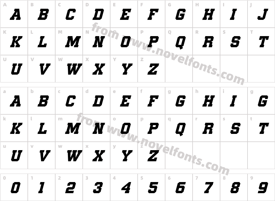 Gamarasa Extra Bold ItalicCharacter Map