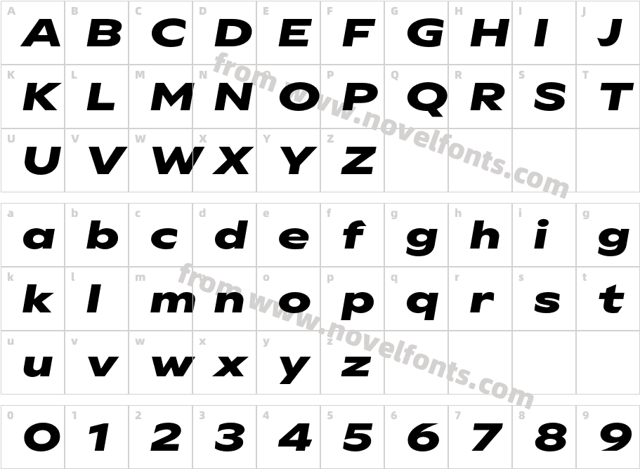 Gamay Wide Bold ItalicCharacter Map