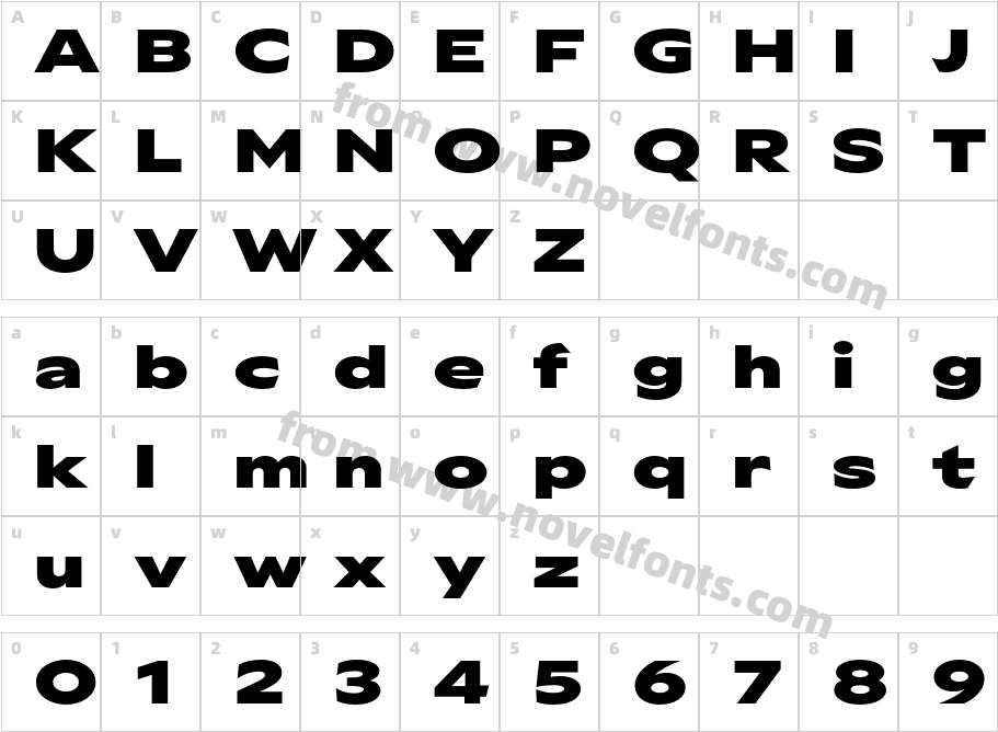 Gamay Wide Extra BoldCharacter Map
